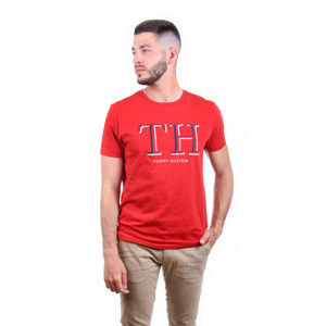 Tommy Hilfiger pánské červené tričko Monogram - XXL (XBE)